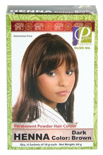 Henna Permanent Powder Hair Colour Dark Brown 6x10g